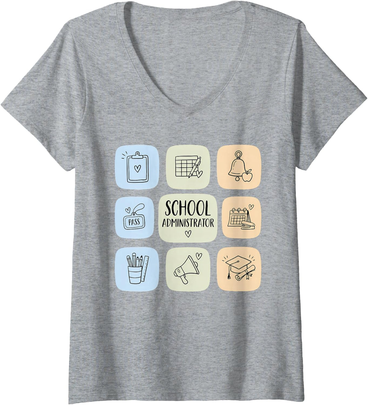 Women's School Administrator Educational Admin Assistant Principal V-Neck T-Shirt - Heather Grey