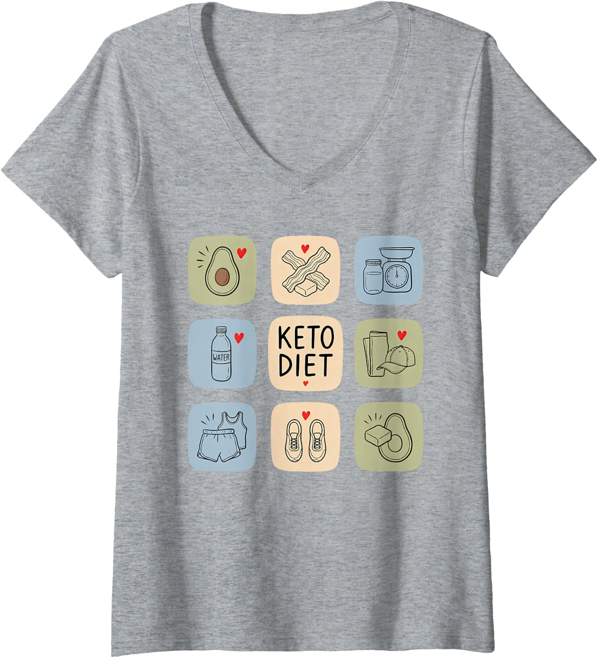 Women's Keto Diet Ketogenic Low Carb Ketosis Carbohydrate Lifestyle V-Neck T-Shirt - Heather Grey