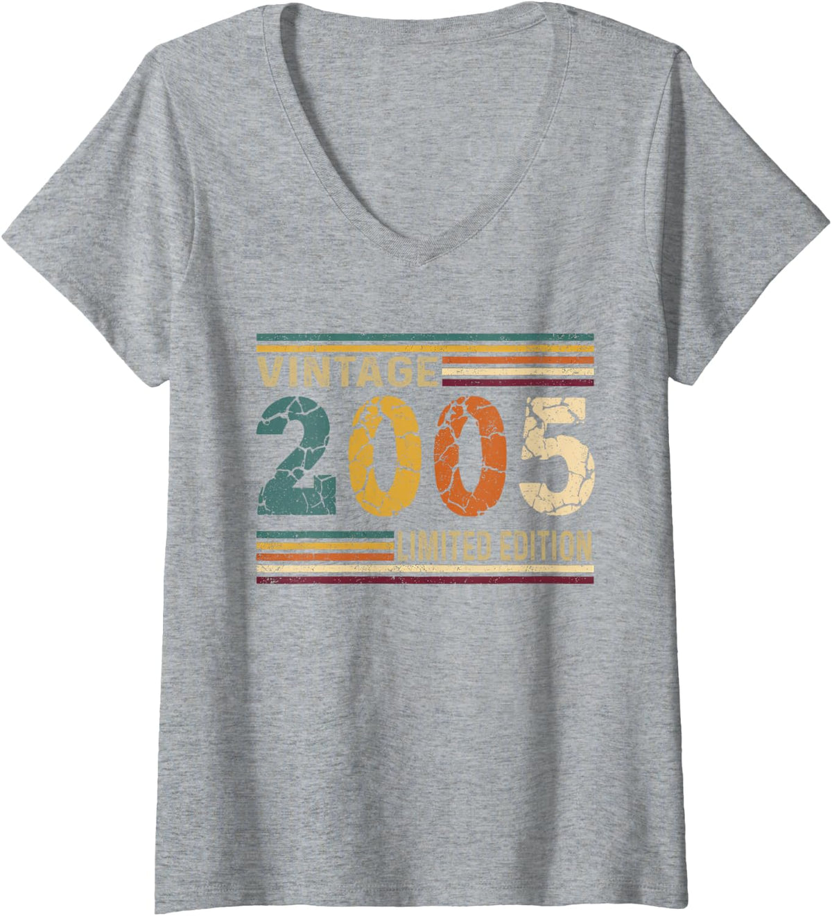 Women's Vintage 2005 Limited Edition Classic Year Birth of Birthday V-Neck T-Shirt - Heather Grey
