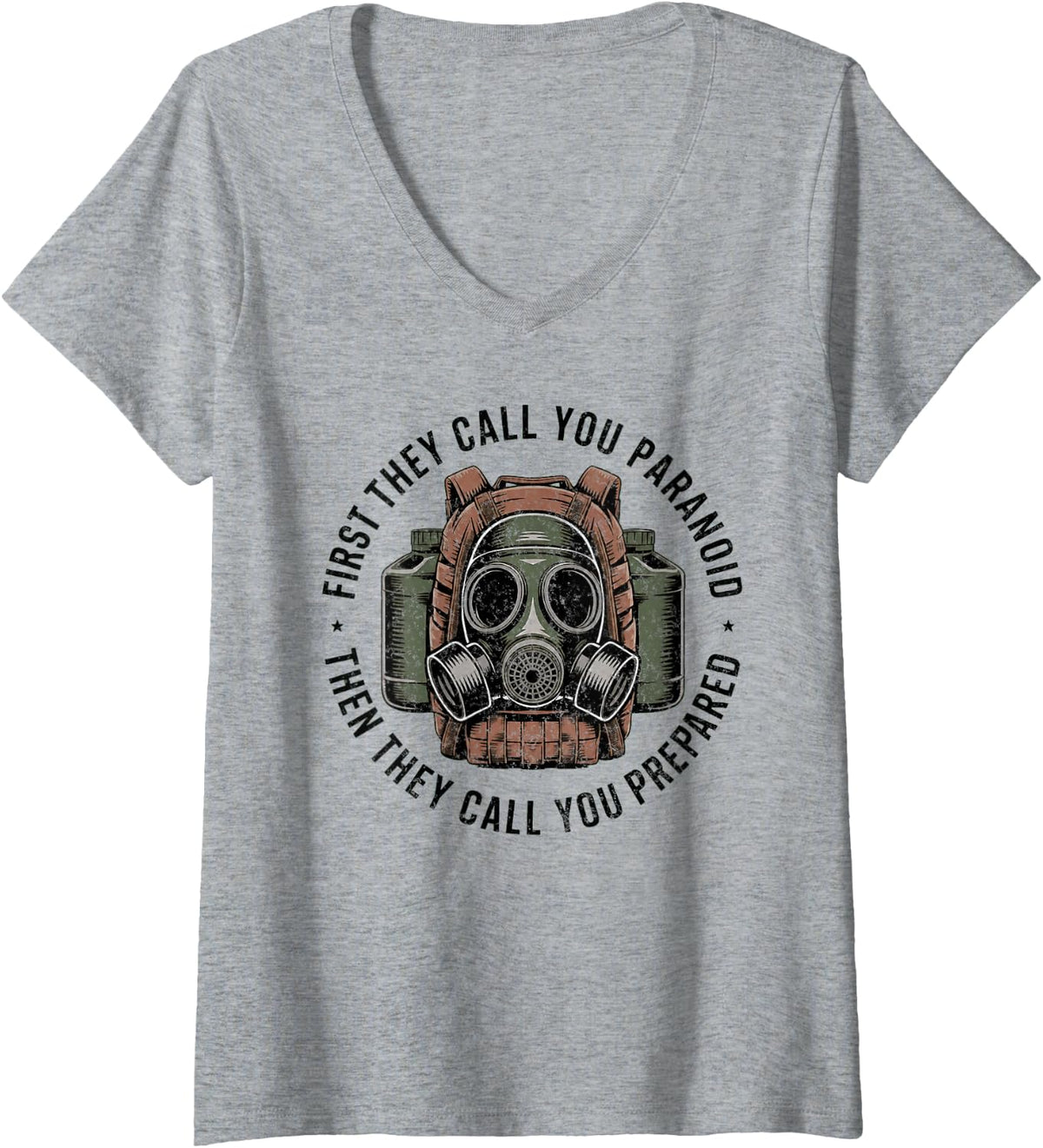 Women's Doomsday Prepper Apocalypse Survivalist Sarcastic V-Neck T-Shirt - Heather Grey