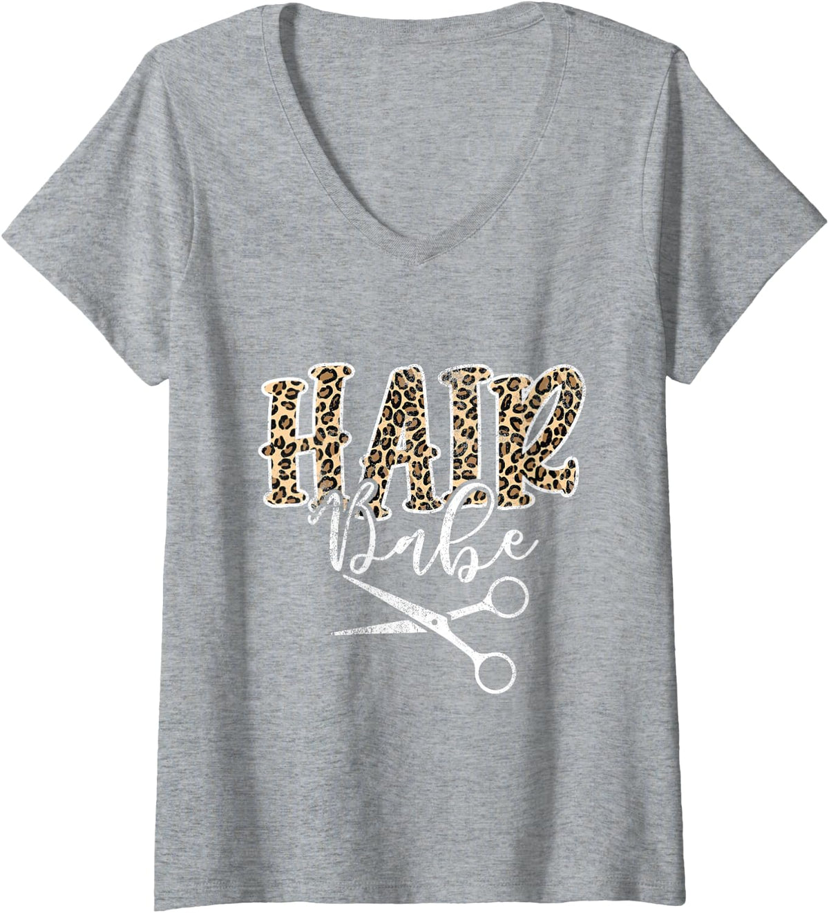 Women's Vintage Hair Babe Hair Stylist Hairdresser Hairstylist V-Neck T-Shirt - Heather Grey