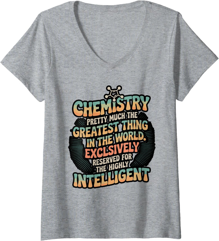 Women's Chemistry Definition Funny Science T-Shirt V-Neck T-Shirt - Heather Grey