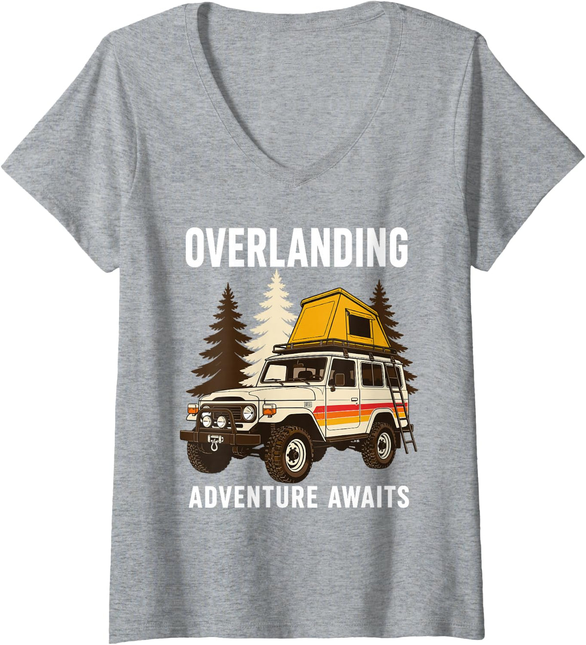 Women's Overlanding Art for Men Women Kids 4x4 Off-Road Overlanding V-Neck T-Shirt - Heather Grey