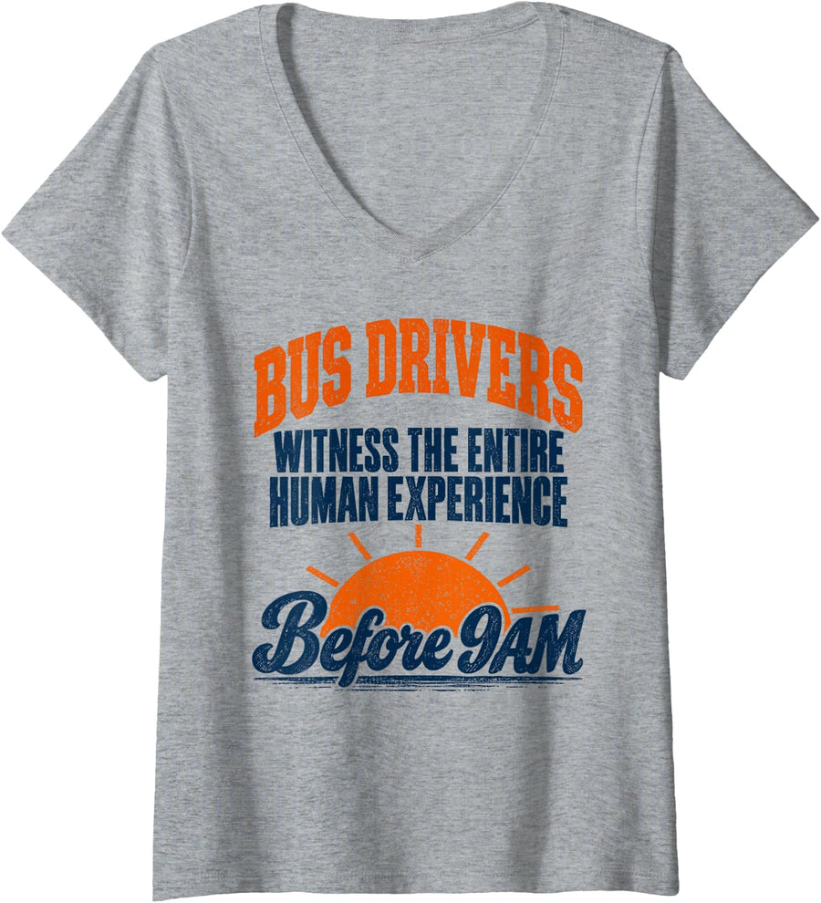 Women's Transit Operator School Bus Driver Life Funny V-Neck T-Shirt - Heather Grey