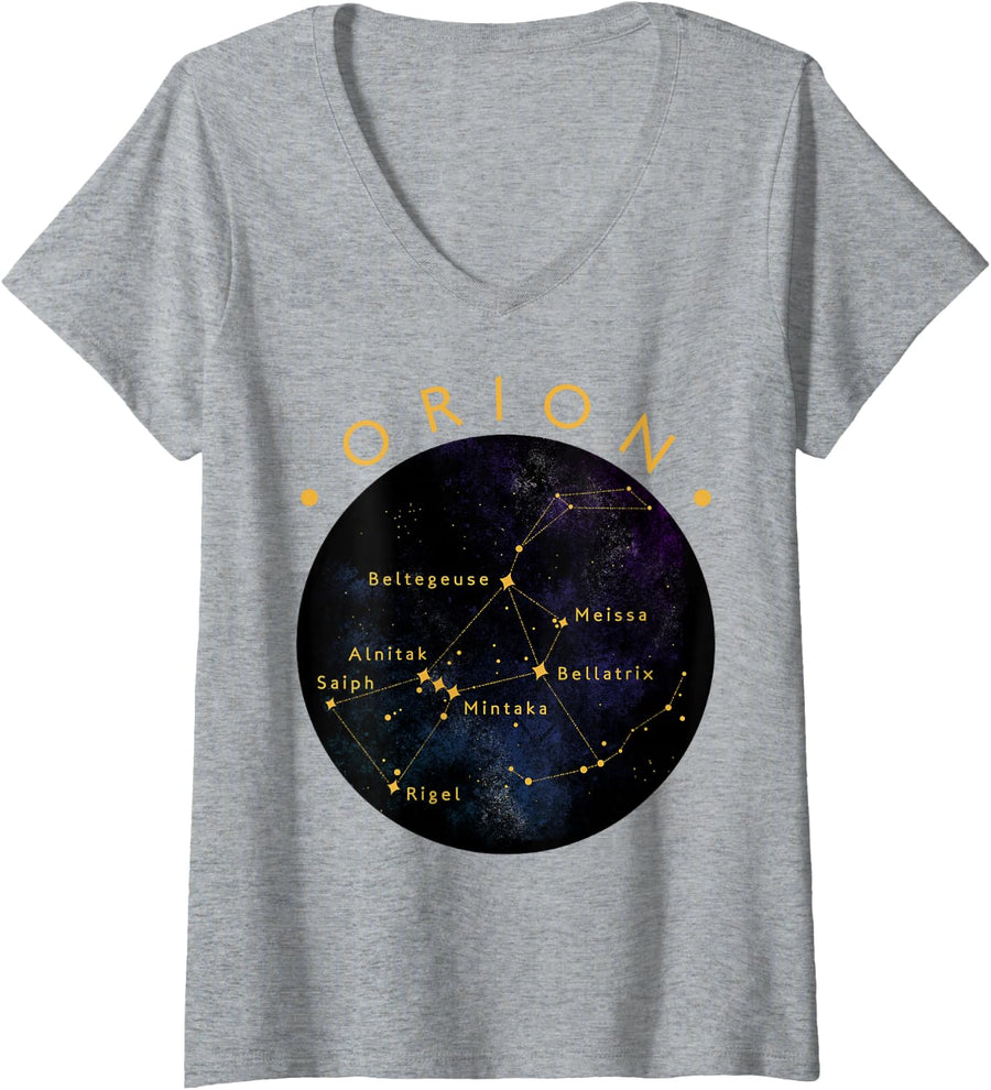 Women's Orion Constellation Astronomy Lover Stargazing V-Neck T-Shirt - Heather Grey