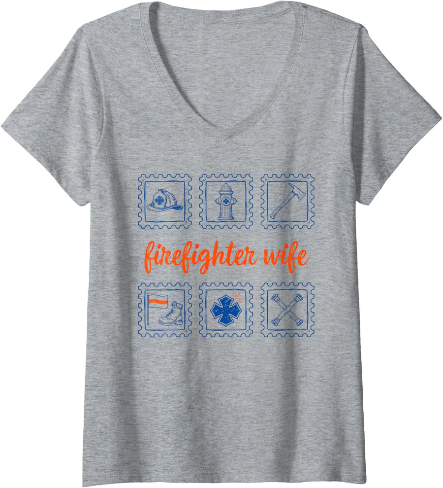 Women's Firefighter Wife Spouse Partner V-Neck T-Shirt - Heather Grey