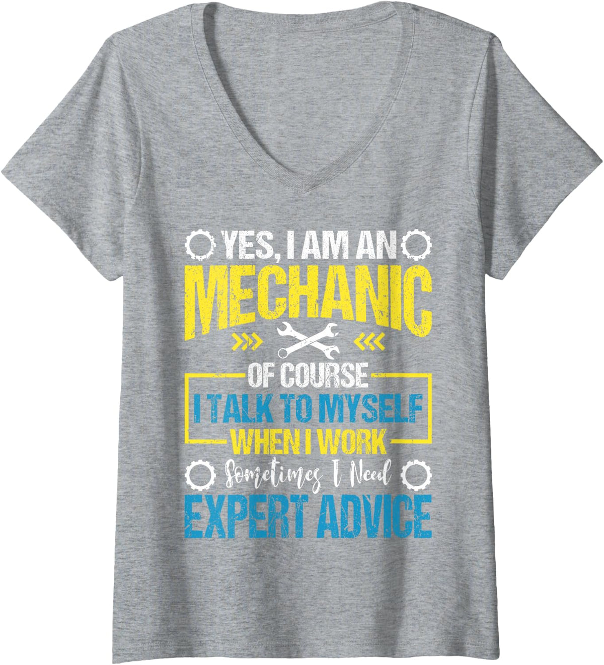 Women's I'm A Mechanic Expert Shirt Funny Mechanic Gift V-Neck T-Shirt - Heather Grey