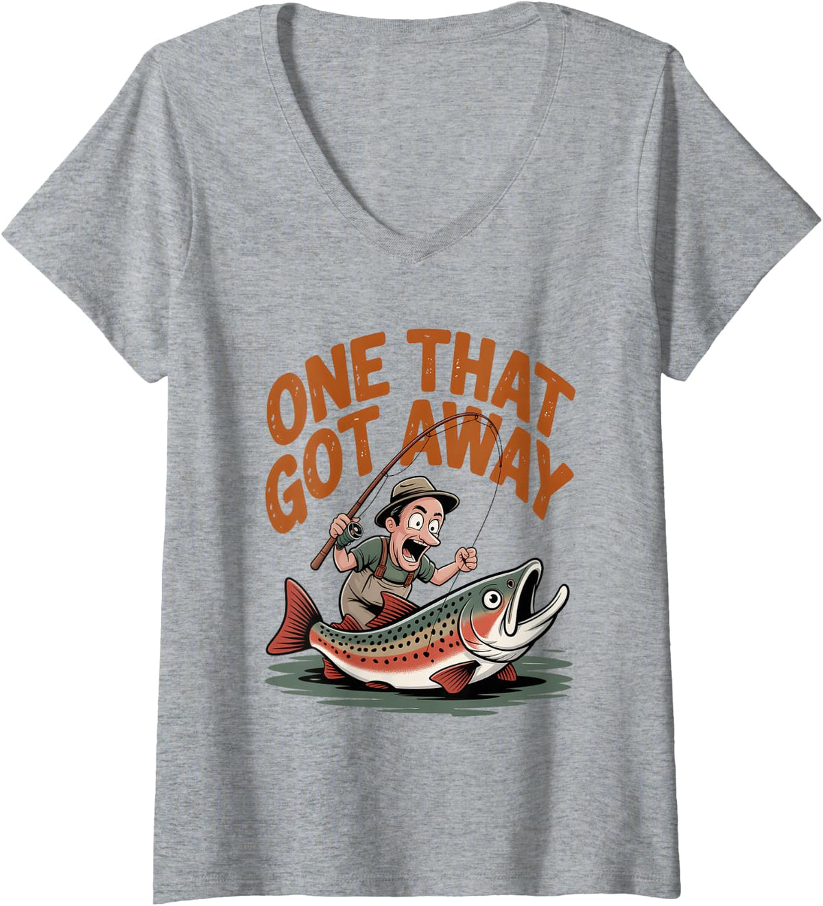 Women's Funny Fly Fishing Joke V-Neck T-Shirt - Heather Grey