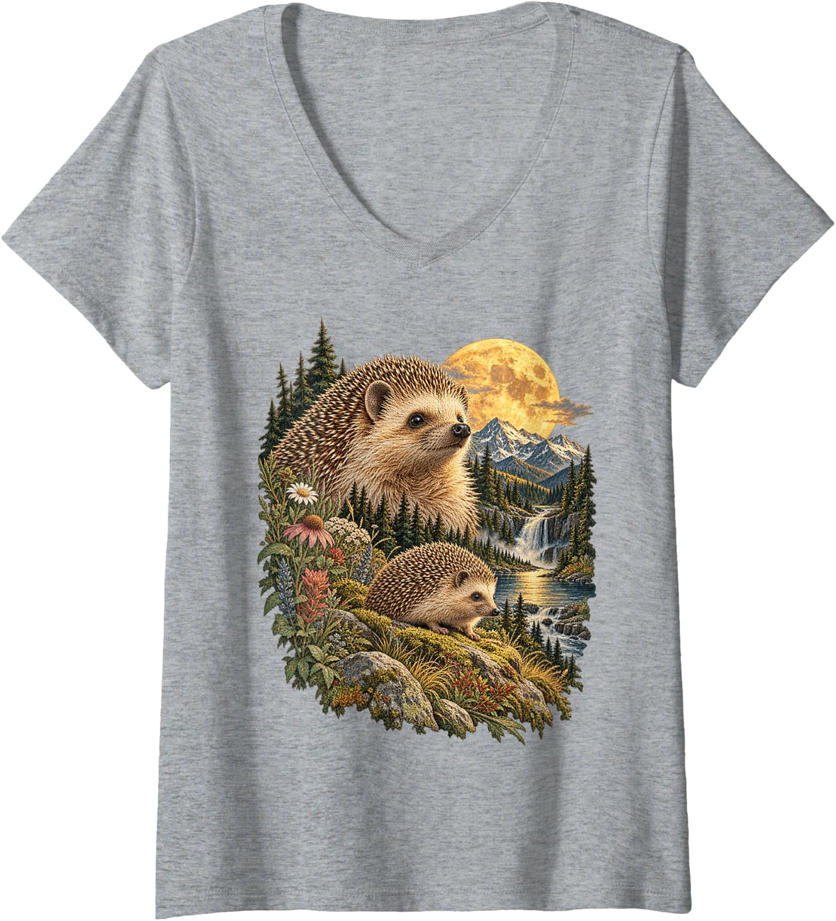 Women's Funny Hedgehog Owner Hedgehog Lover Cute Hedgehog V-Neck T-Shirt - Heather Grey