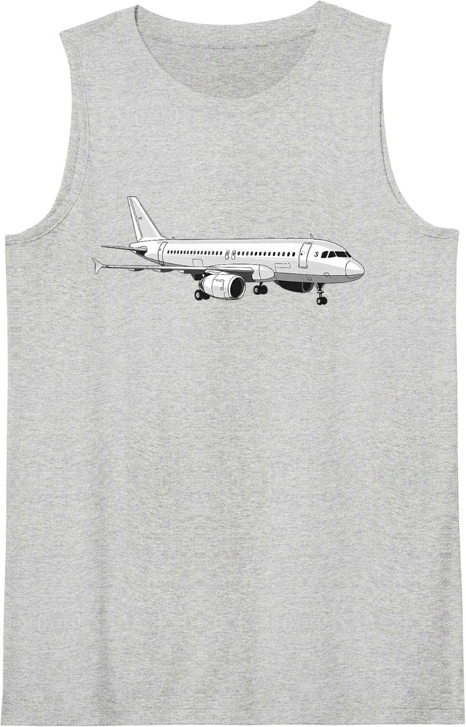 A320 Airplane Drawing Sleeveless Tank Top - Heather Grey