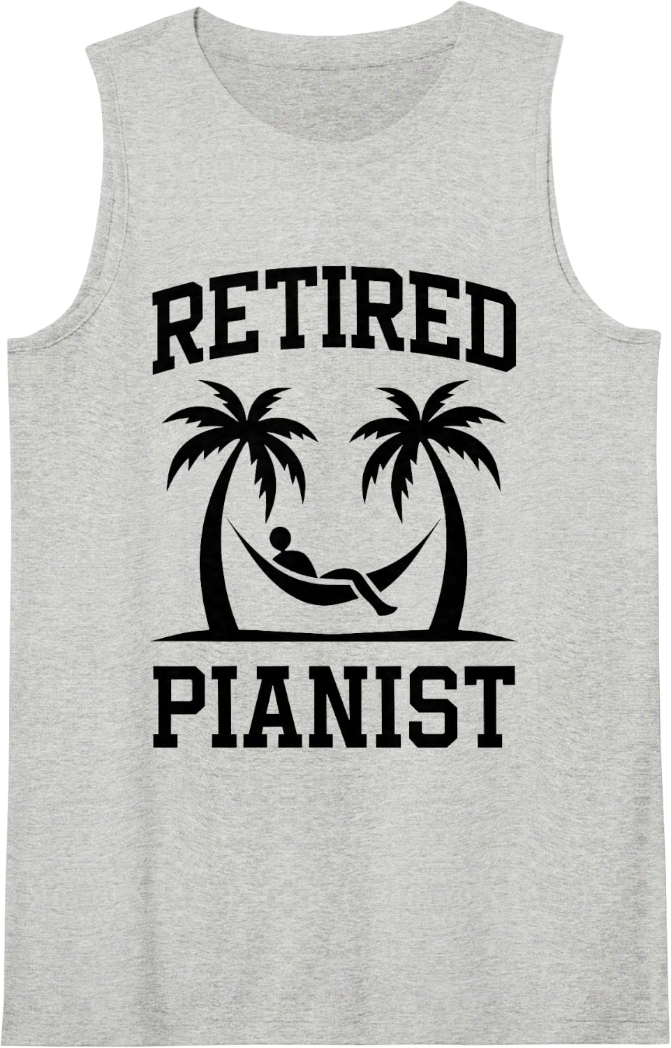Retired Pianist Beach Tropical Sleeveless Tank Top - Heather Grey