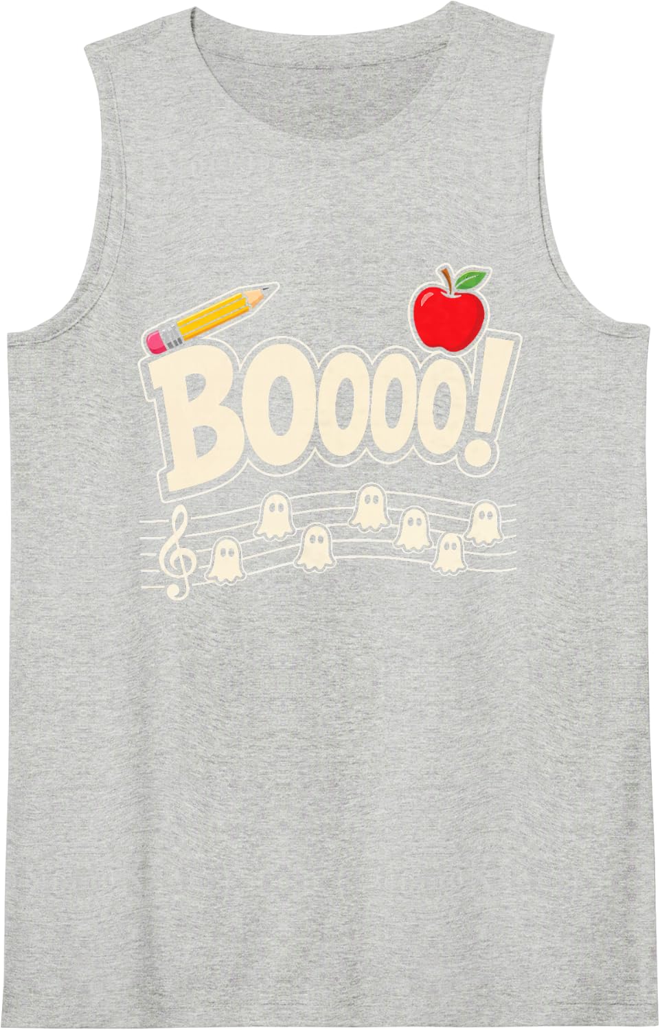 Music Teacher Boooo Treble Clef Elementary School Gift Sleeveless Tank Top - Heather Grey