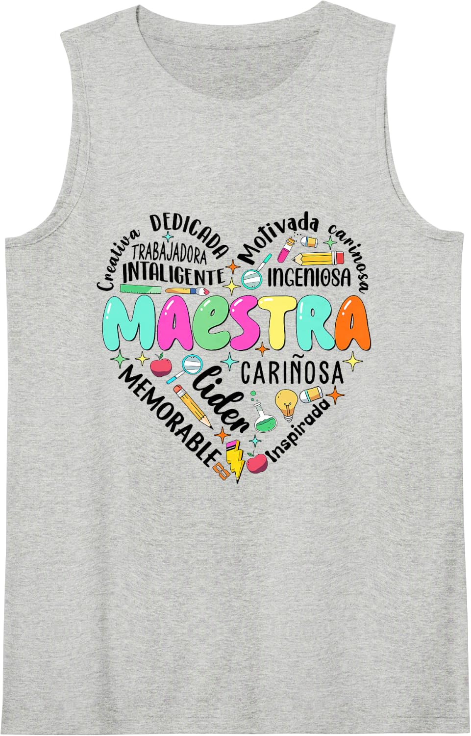 Vintage Maestra Spanish Teacher Retro Pencil Women Sleeveless Tank Top - Heather Grey