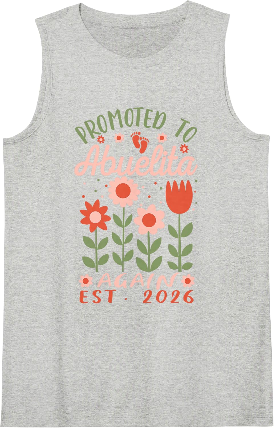 Promoted to Abuelita Again Est. 2026 Spanish Mexican Grandma Sleeveless Tank Top - Heather Grey