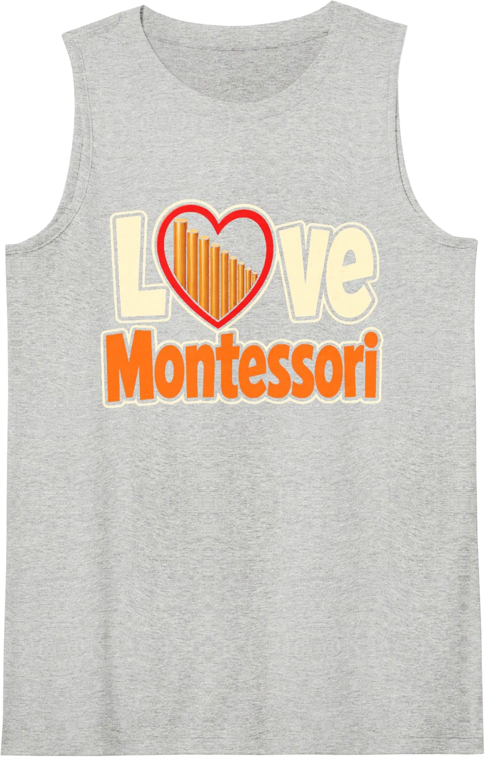 Montessori Love Elementary School Teacher Gift Sleeveless Tank Top - Heather Grey