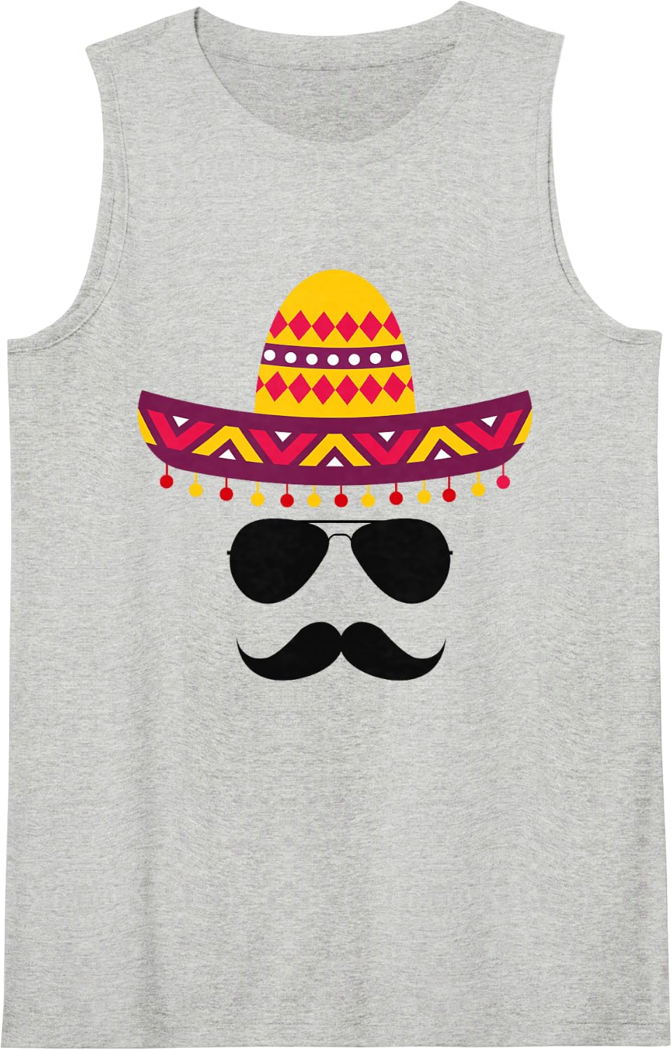 Cinco de Mayo Party Shirts Men Funny Cinco De Mayo Mustache Sleeveless Tank Top - Heather Grey