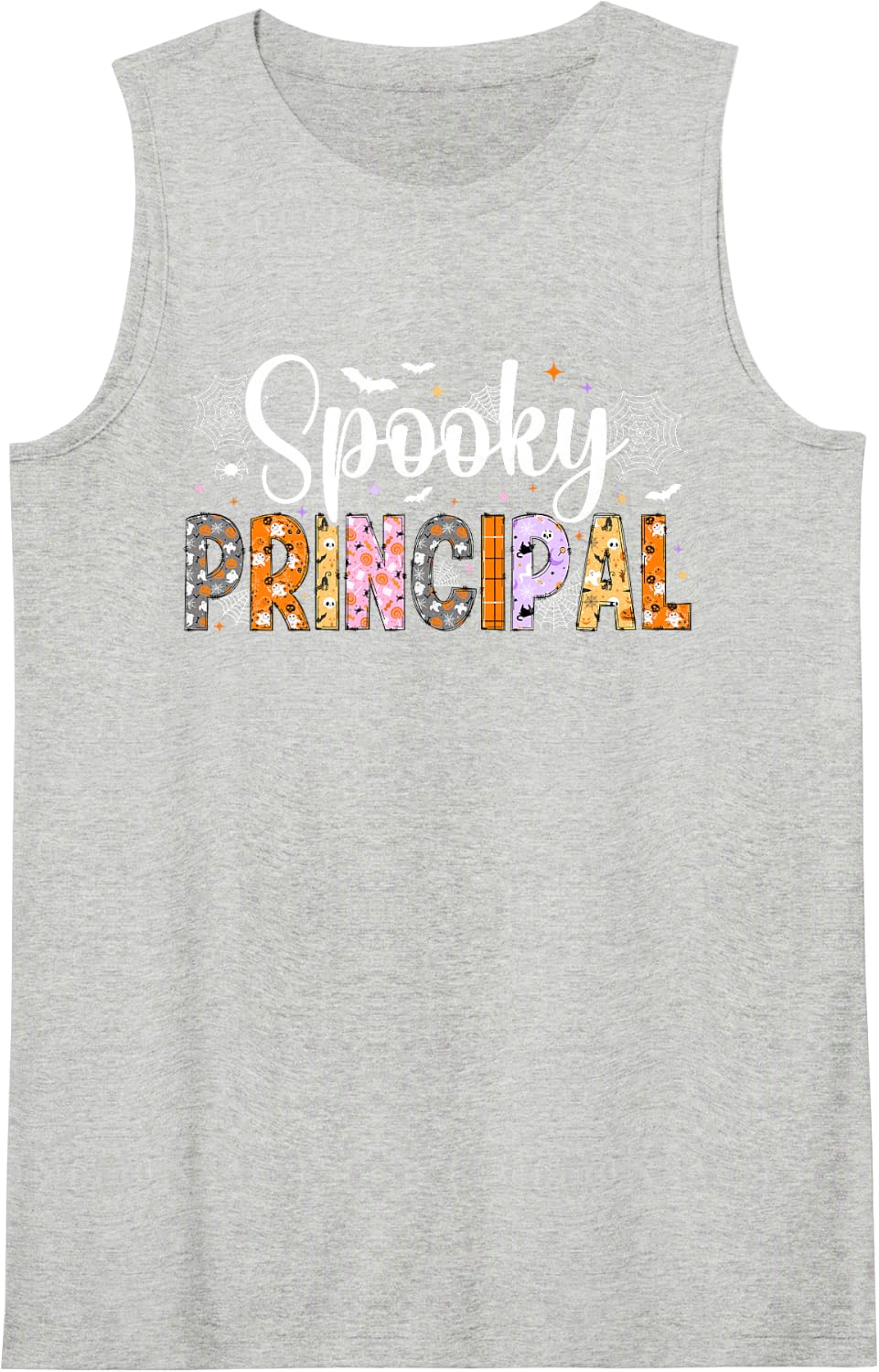 Spooky Principal Halloween School Principal Sleeveless Tank Top - Heather Grey