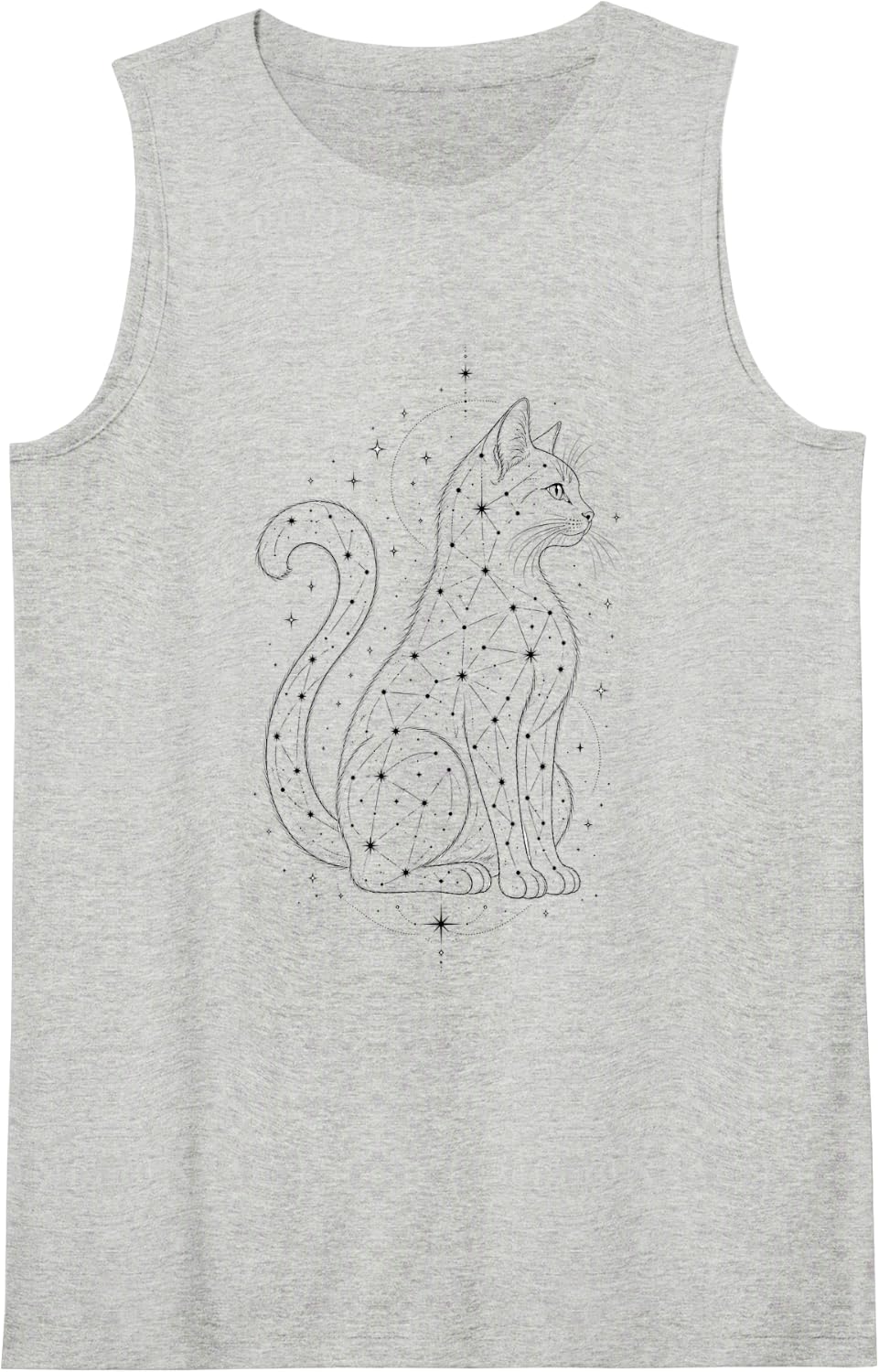 Celestial Cat Constellation Starry Night Feline Lover Tank Top - Heather Grey