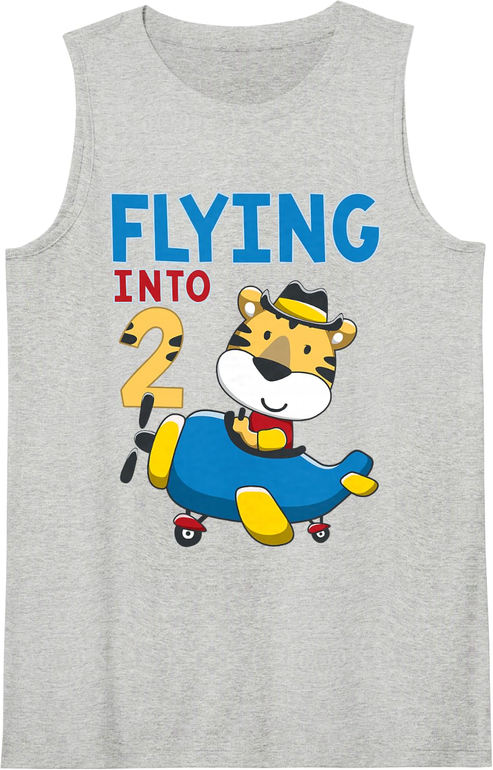Pilot 2nd Birthday Airplane Party Aviator Flight Officer Sleeveless Tank Top - Heather Grey