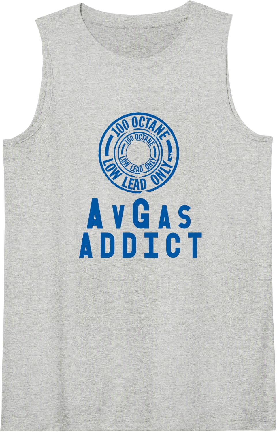 Avgas Addict 100LL Airplane Fuel Funny Pilot Sleeveless Tank Top - Heather Grey