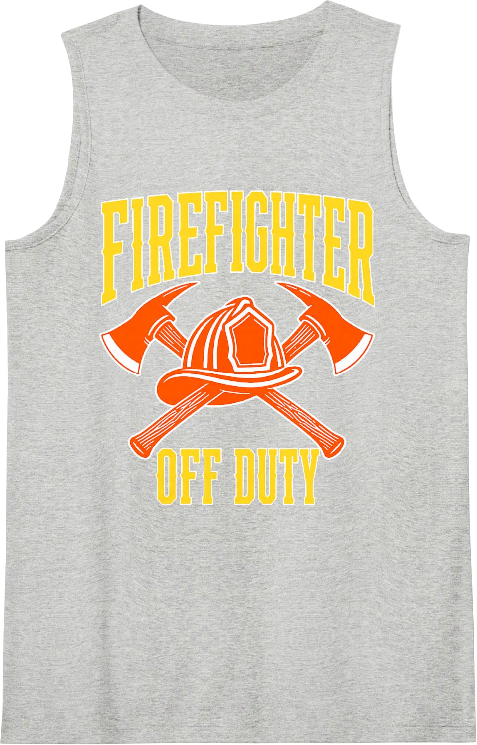 Firefighter Off Duty Crossed Axes Helmet Sleeveless Tank Top - Heather Grey