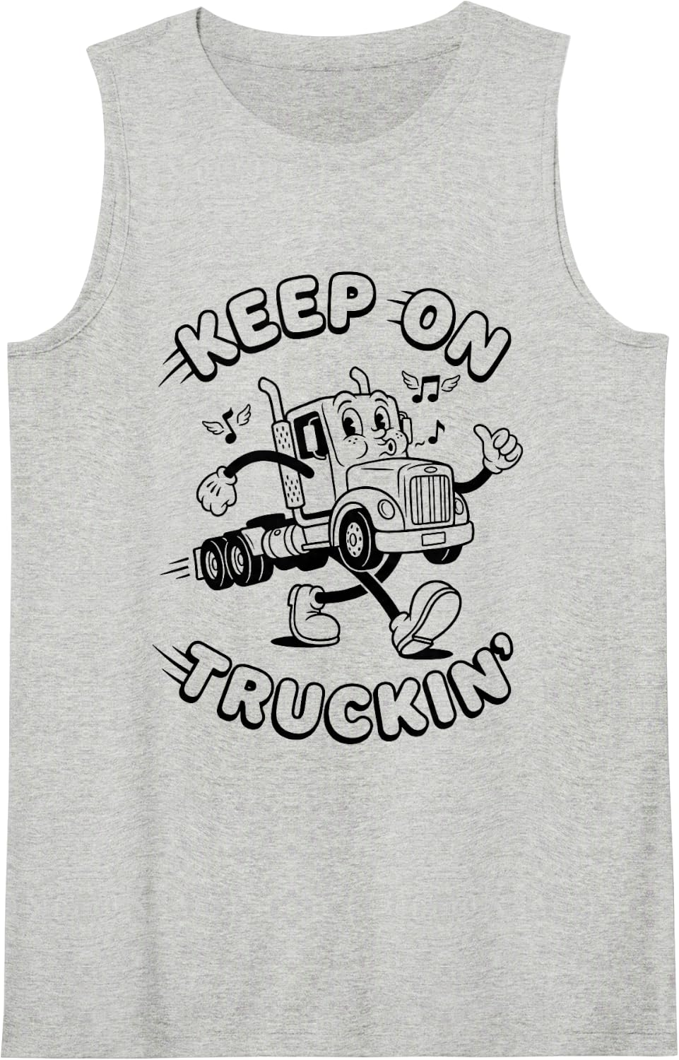 Keep On Trucking Semi Truck Cartoon Trucker Dad Mascot Tank Top - Heather Grey