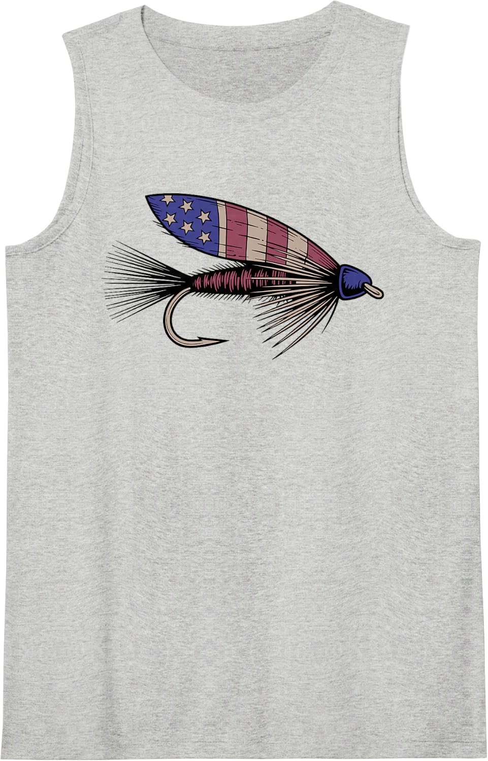 Fly Fishing Art for Men Women Trout Fisherman Fly Fishing Sleeveless Tank Top - Heather Grey