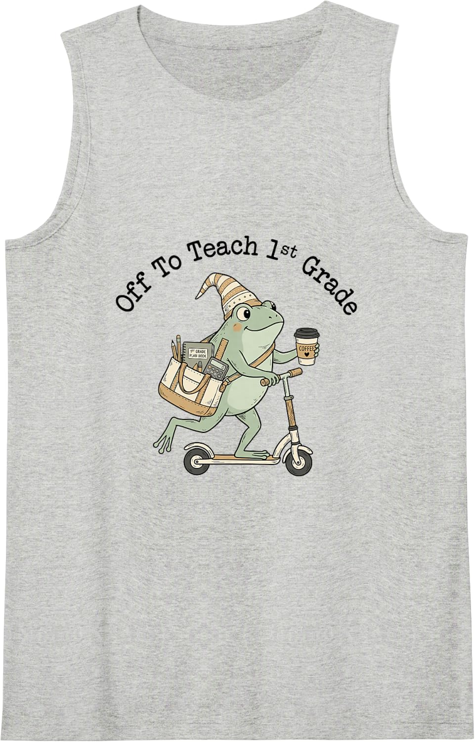 Off to Teach 1st Grade Back to School Teacher Sleeveless Tank Top - Heather Grey