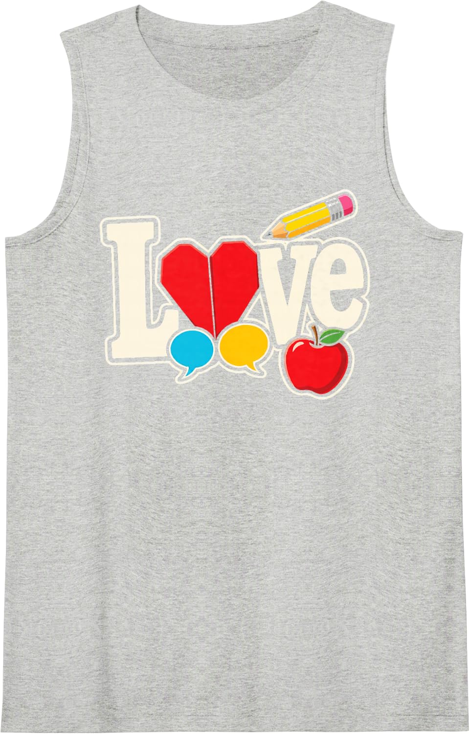 ESL Teacher Love Elementary School Language Learner Sleeveless Tank Top - Heather Grey