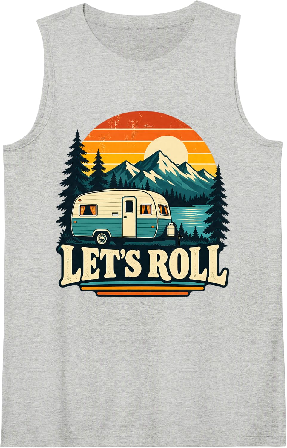 Let's Roll Travel Trailer Camping Sleeveless Tank Top - Heather Grey