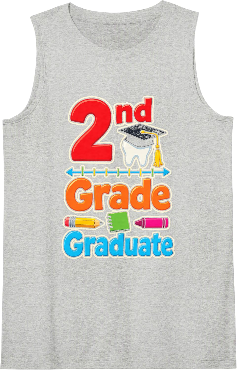 2nd Grade Graduate Elementary Graduation Moving Up Day Sleeveless Tank Top - Heather Grey