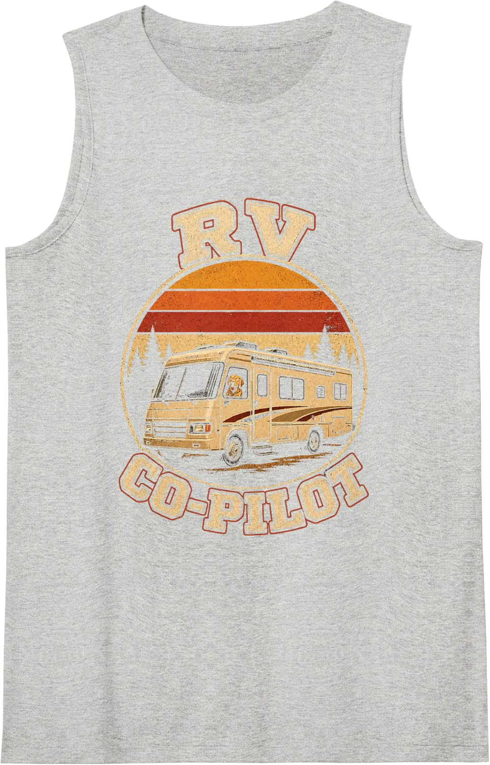 Camping RV Co-Pilot Dog Retro Motorhome Camper Life Sleeveless Tank Top - Heather Grey