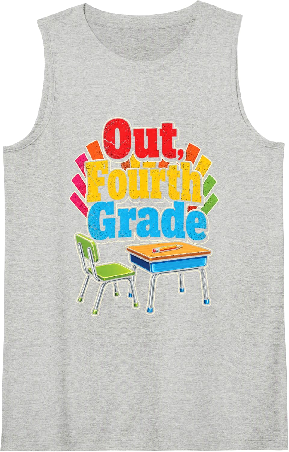 Fourth Grade Out Elementary Graduation Moving Up Day Sleeveless Tank Top - Heather Grey