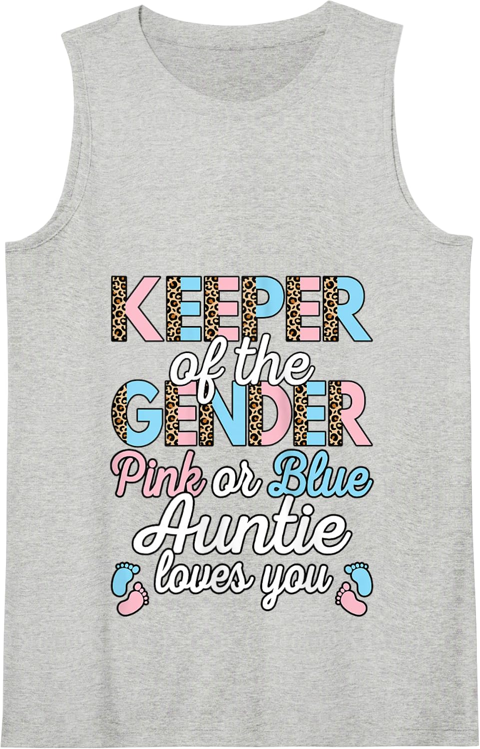 Keeper Of The Gender Auntie Loves You Baby Shower Aunt Women Tank Top - Heather Grey