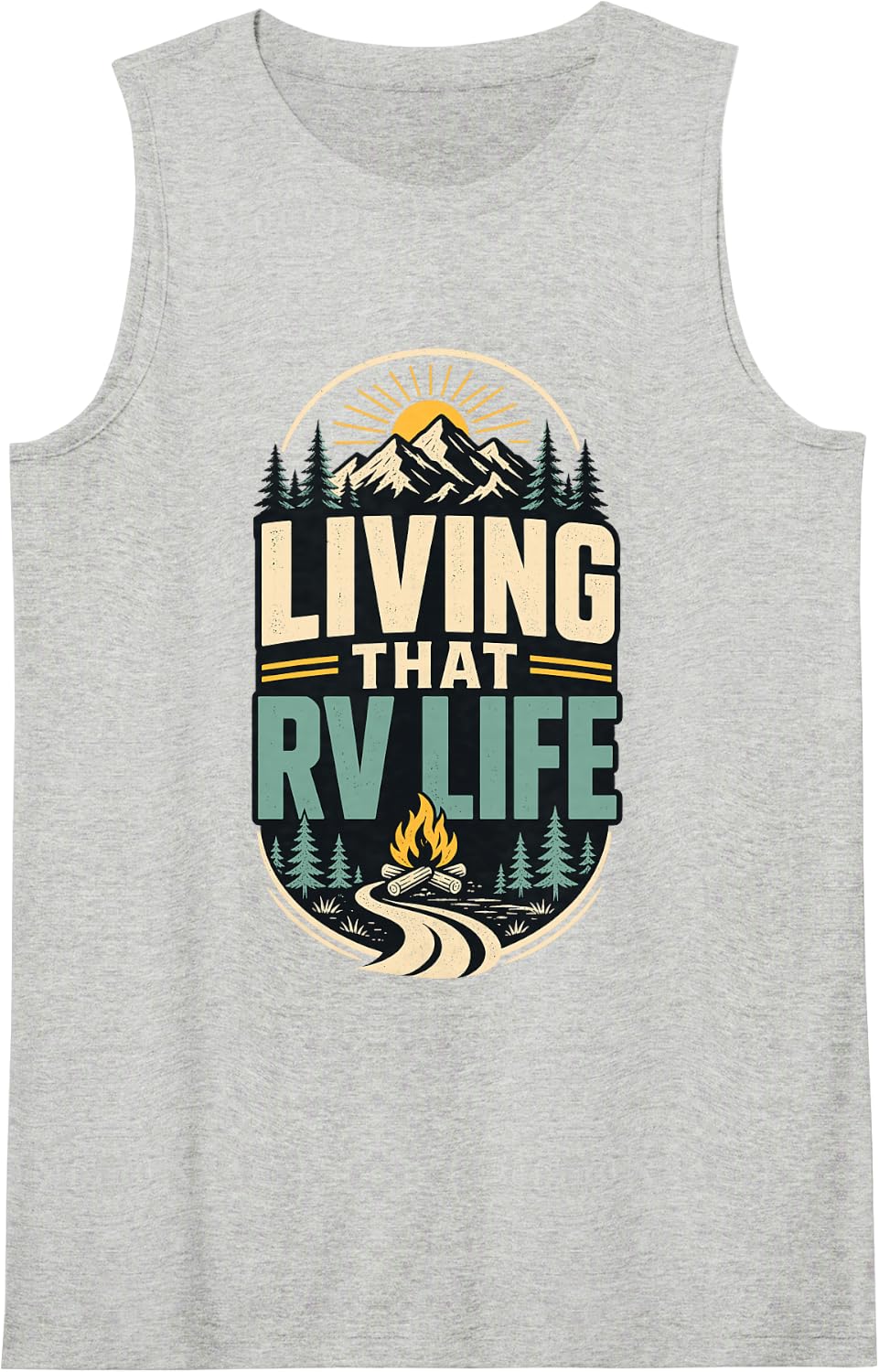 Living that RV Life Camping Camper Mountains Sleeveless Tank Top - Heather Grey