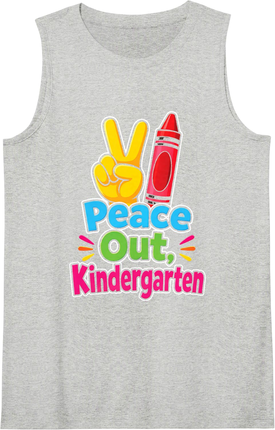 Kindergarten Peace Out Elementary Last Day Graduation Sleeveless Tank Top - Heather Grey