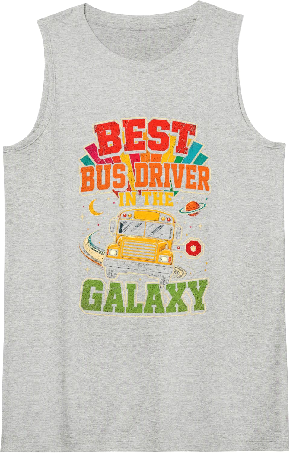 School Bus Driver Gift Galaxy Space Retro Stars Sleeveless Tank Top - Heather Grey