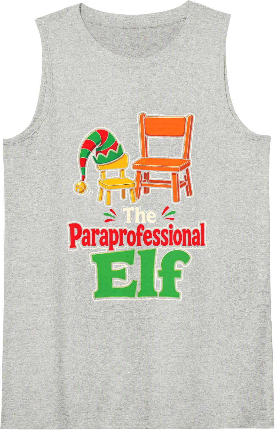 Paraprofessional Elf Christmas Elementary School Aide Sleeveless Tank Top - Heather Grey