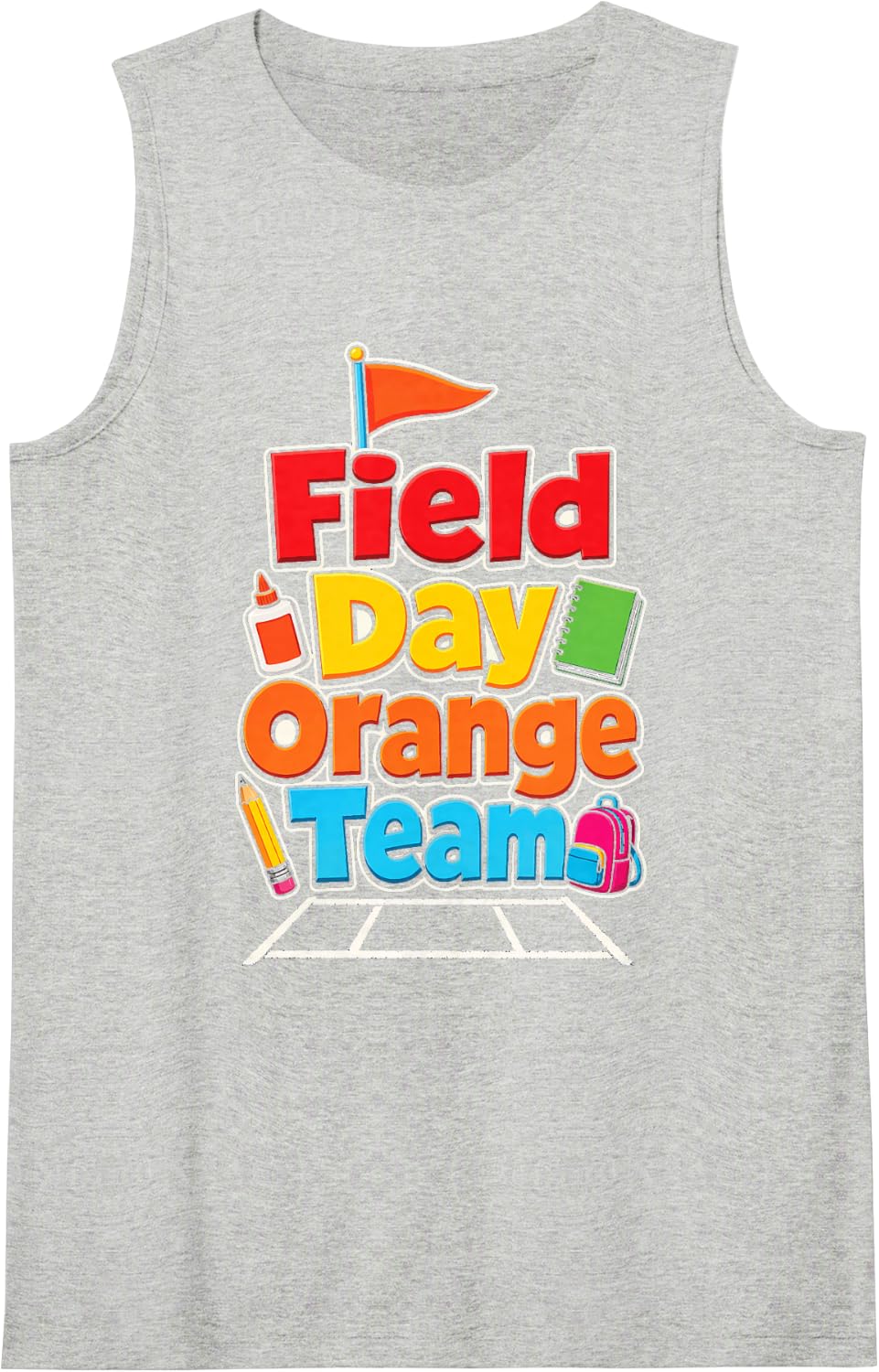 Field Day Orange Team Elementary School Kids Squad Sleeveless Tank Top - Heather Grey
