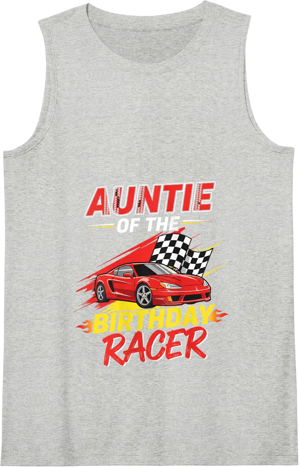 Auntie of The Birthday Racer Kids Racing Aunt Car Fan Tank Top - Heather Grey