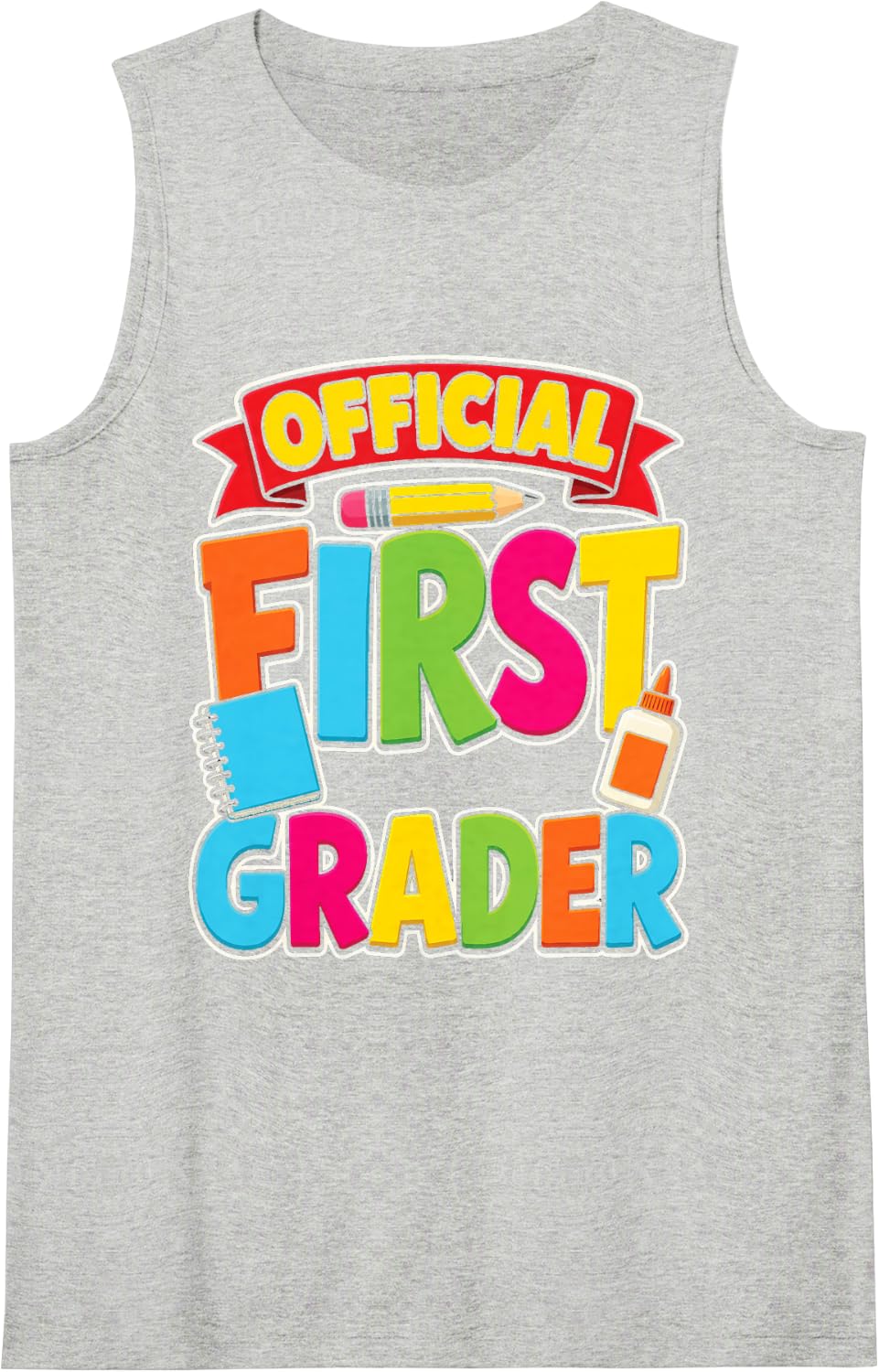 1st Grade Official First Grader Elementary School Sleeveless Tank Top - Heather Grey