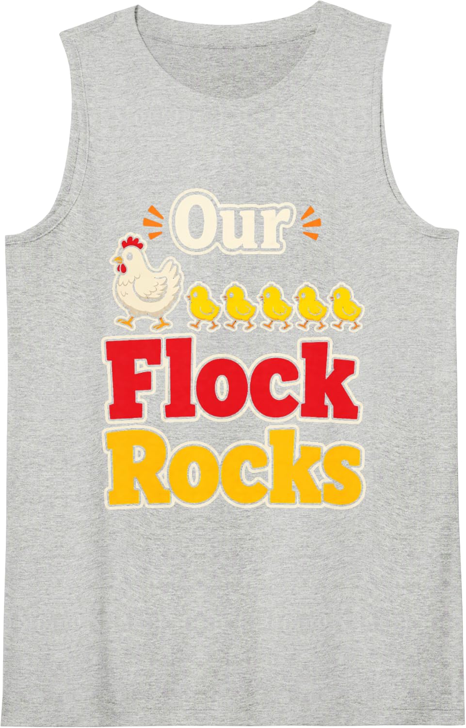 Teacher Our Flock Rocks Elementary School Crew Gift Sleeveless Tank Top - Heather Grey
