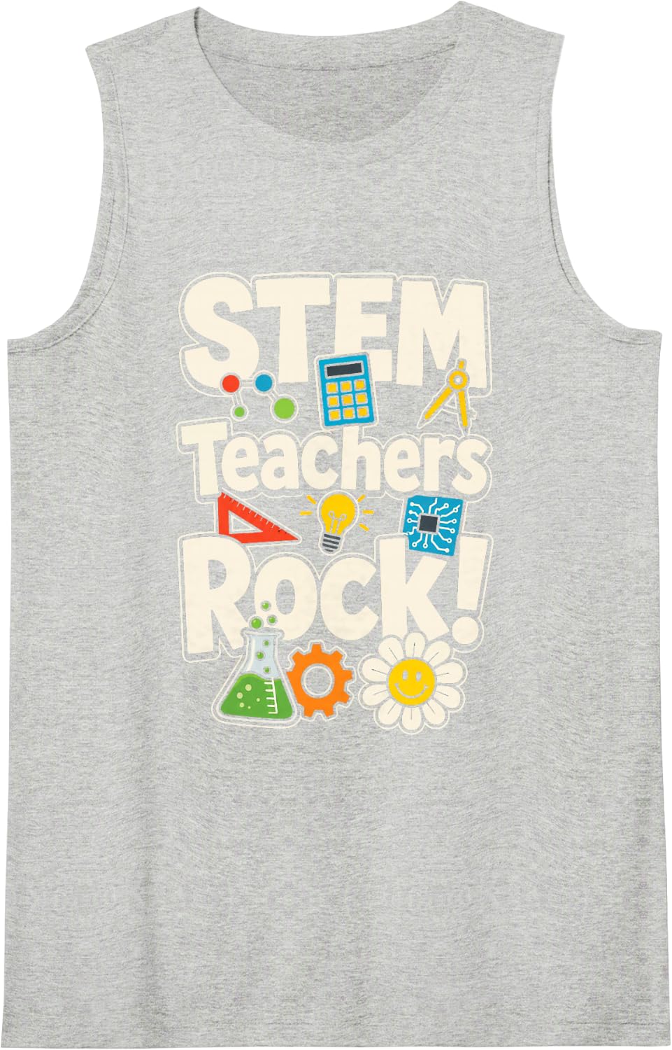 STEM Science Elementary Teachers Rock Engineering Math Sleeveless Tank Top - Heather Grey