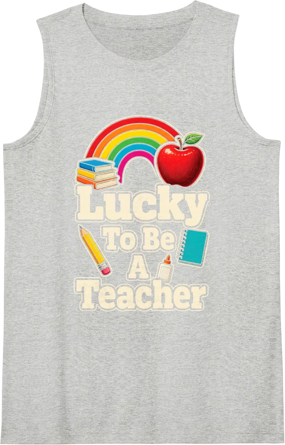 Elementary School Lucky to Be A Teacher St Patricks Day Sleeveless Tank Top - Heather Grey