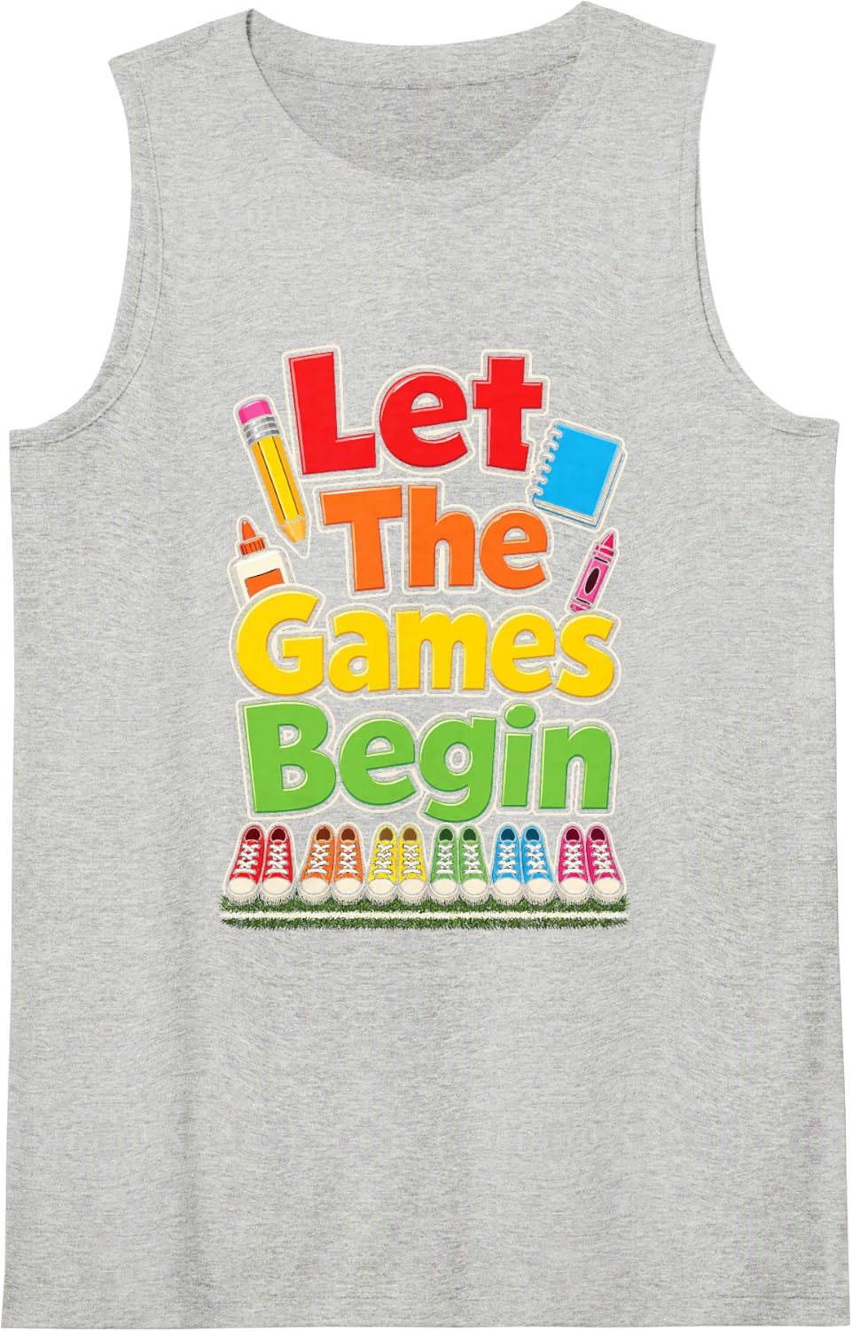 Elementary School Field Day Let The Games Begin Kids Sleeveless Tank Top - Heather Grey