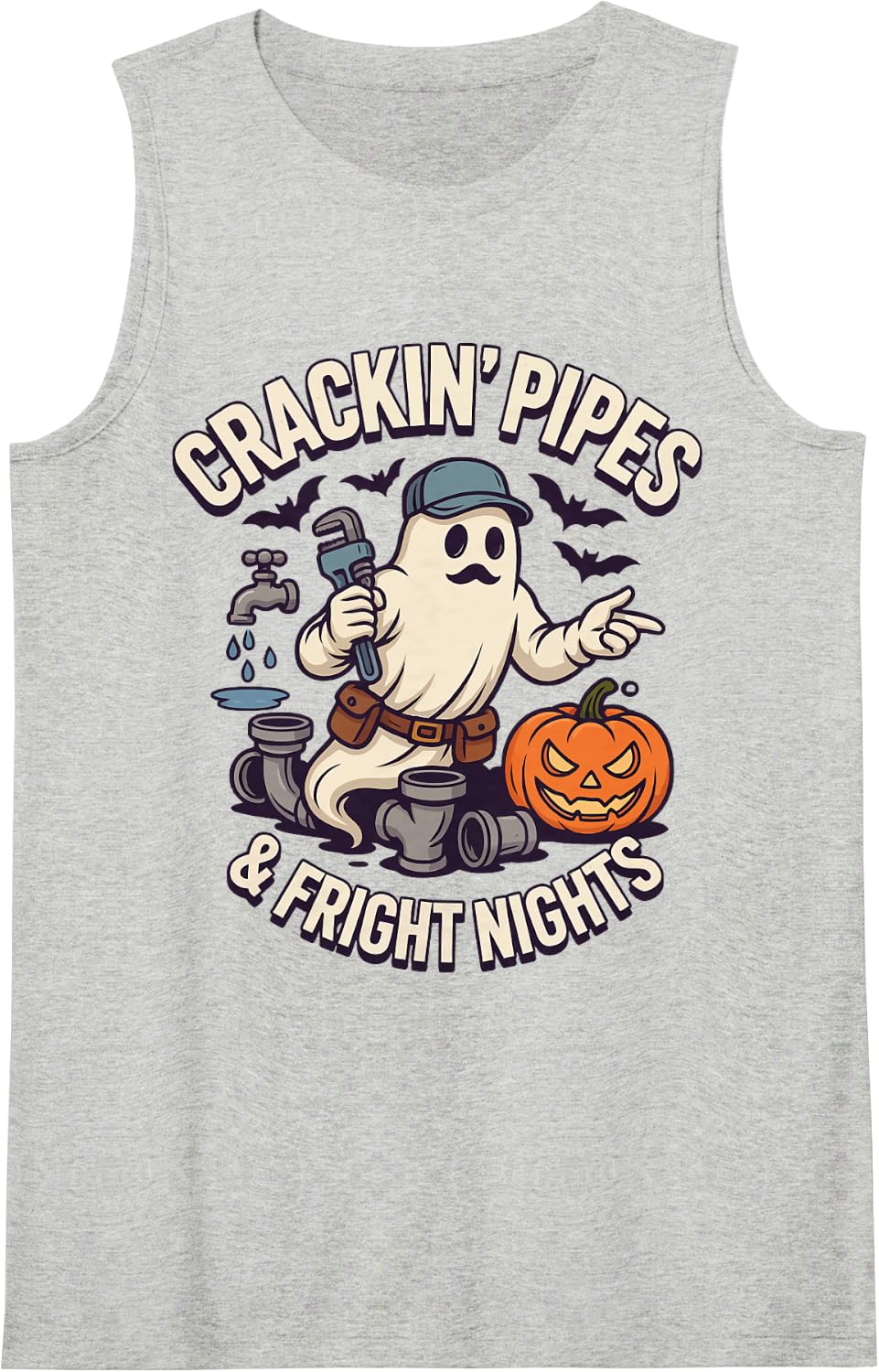 Halloween Plumber Sleeveless Tank Top - Heather Grey