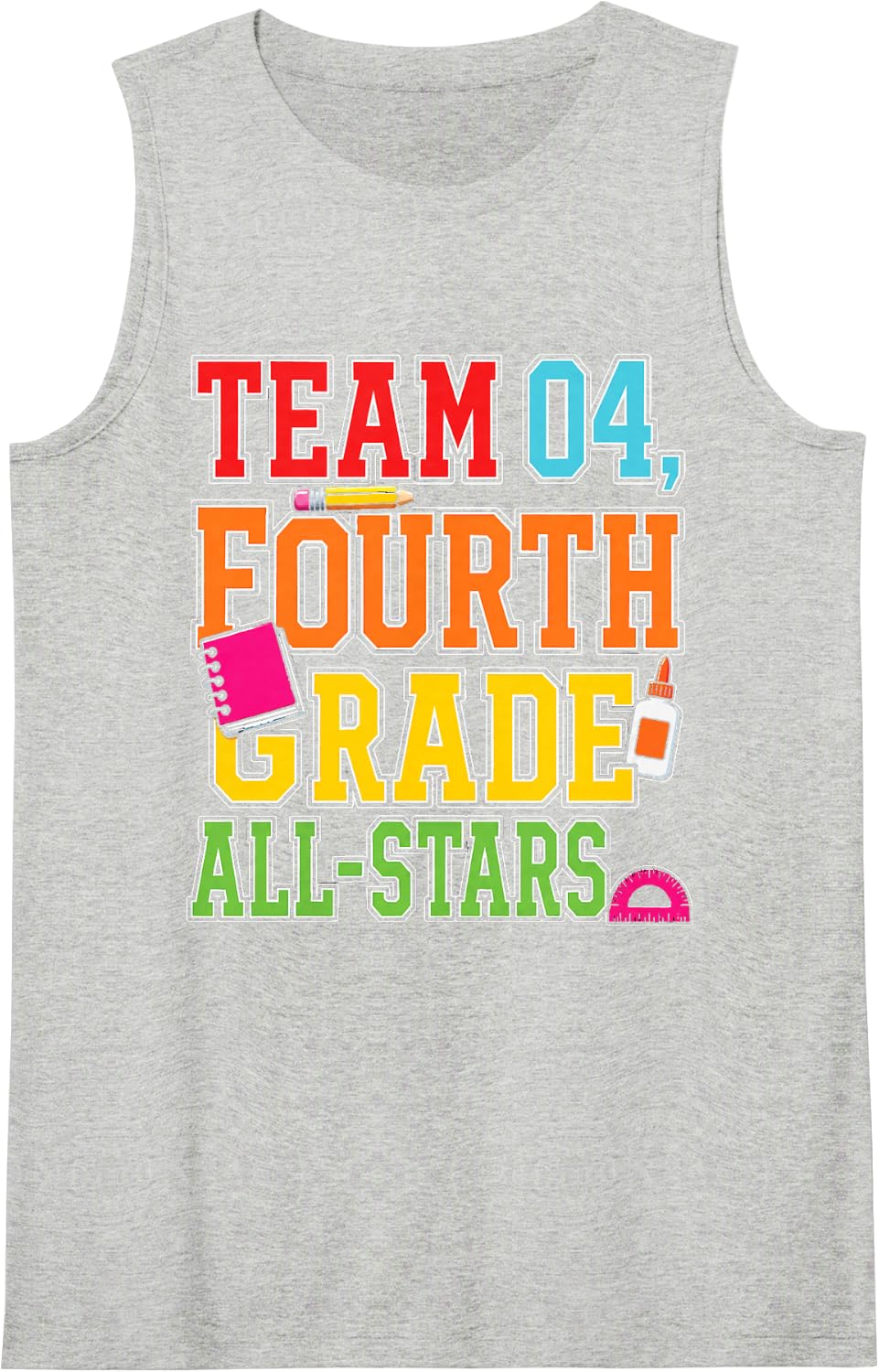 4th Grade All-Stars Team 04 Elementary School Squad Sleeveless Tank Top - Heather Grey
