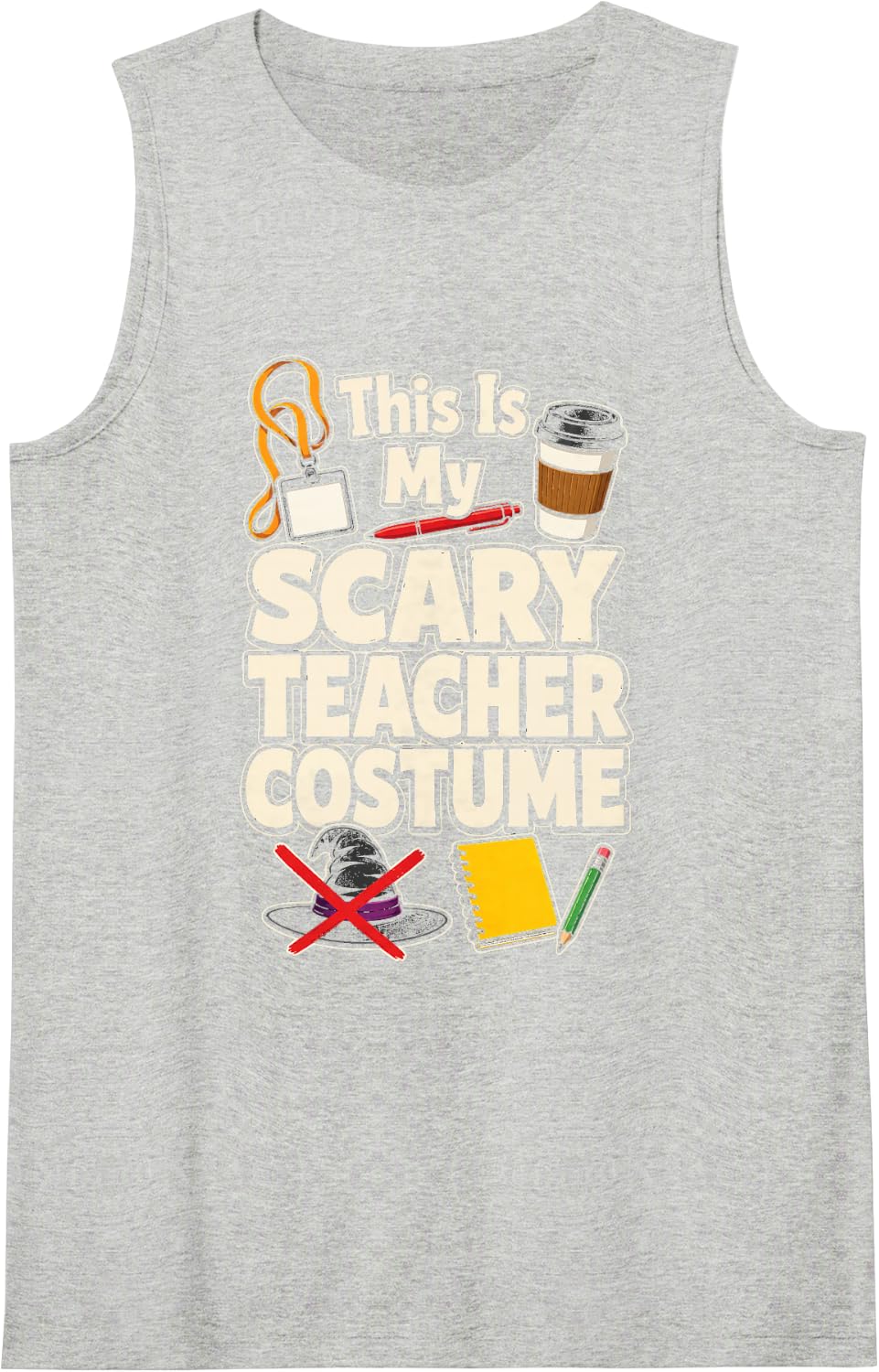 Elementary School Teacher This is My Scary Costume Sleeveless Tank Top - Heather Grey