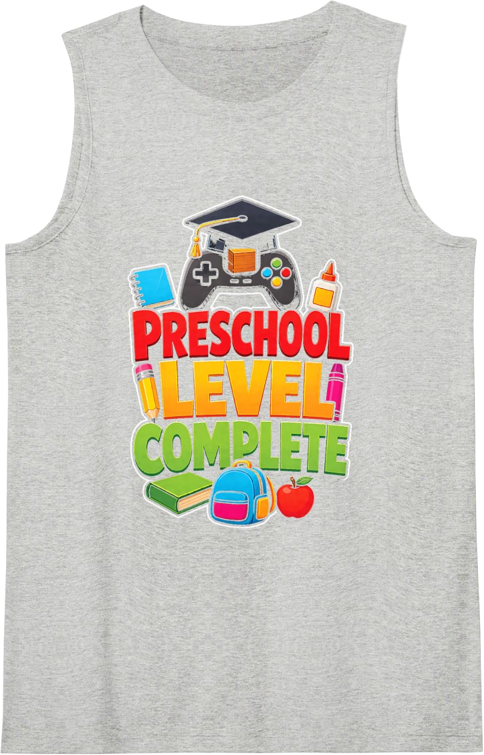 Preschool Level Complete Pre-K Graduation Elementary Sleeveless Tank Top - Heather Grey