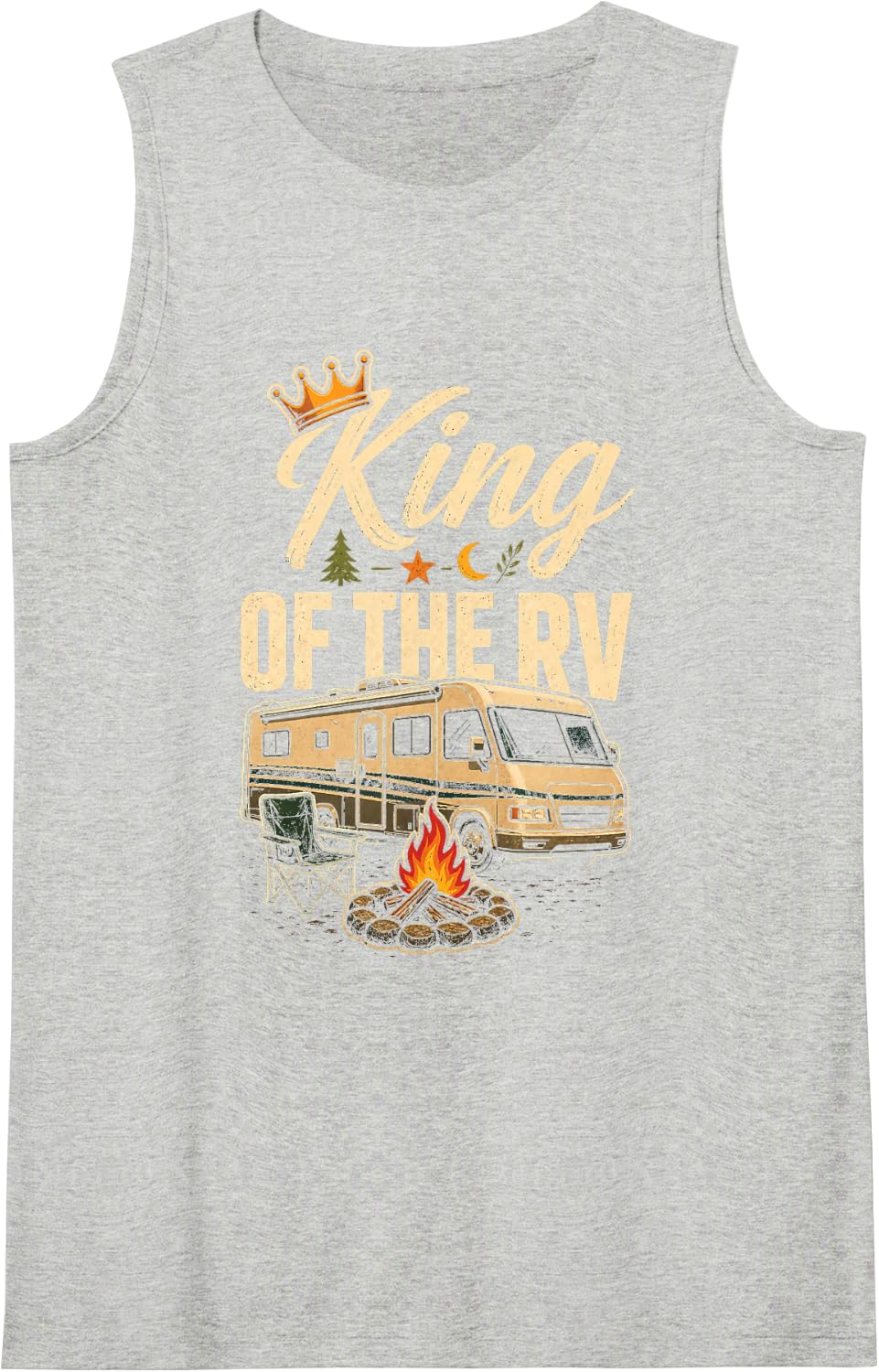 King of The RV Camping Motorhome Camper Life Gift for Men Sleeveless Tank Top - Heather Grey